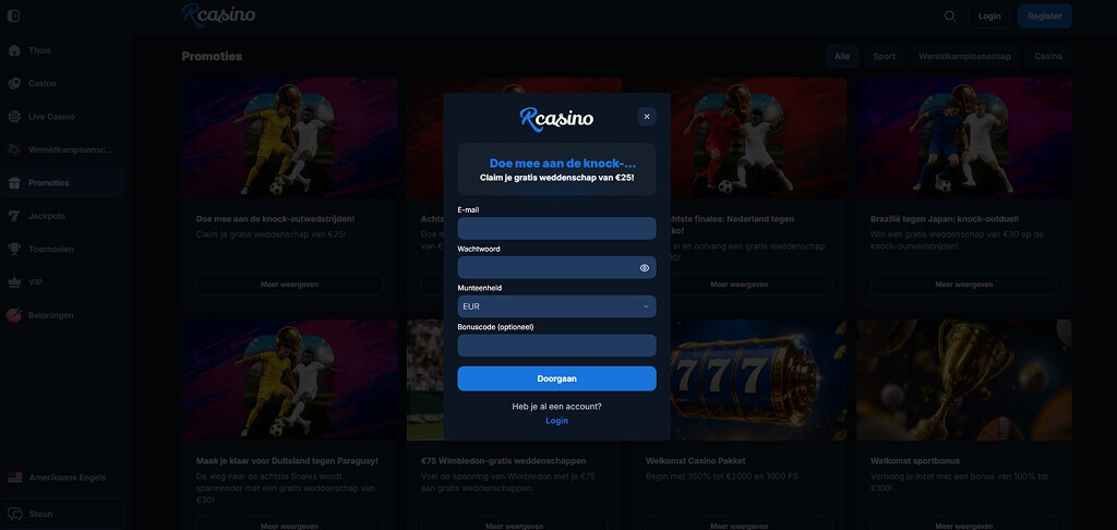 RCasino-registratieformulier