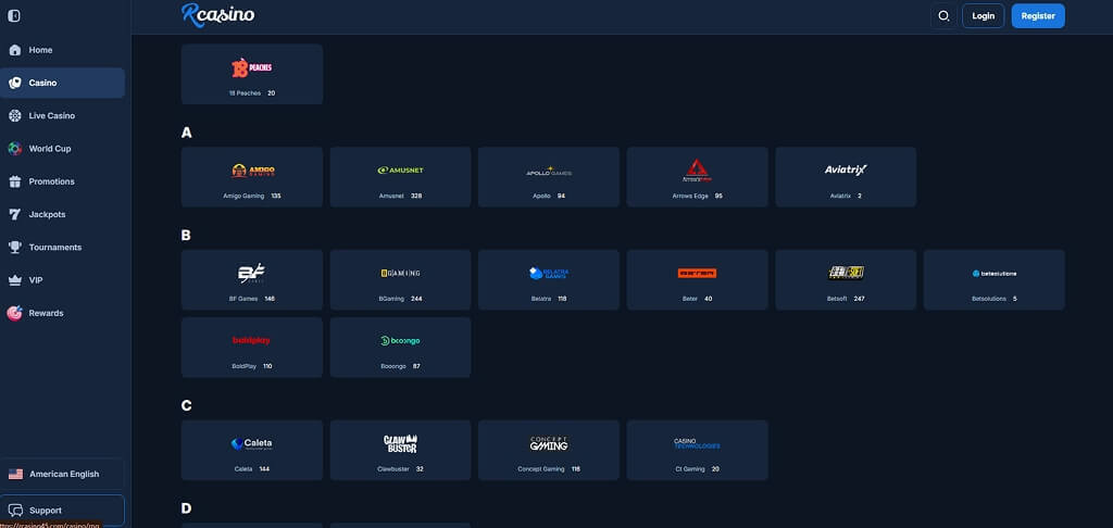 Game studios on RCasino